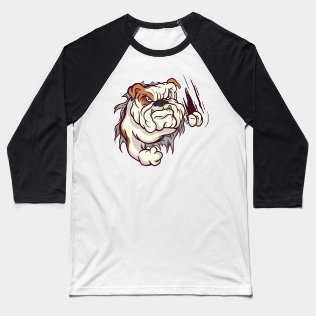 Angry Bulldog - Dogs Lovers Gift Baseball T-Shirt by illustramart Gifts & Apparel